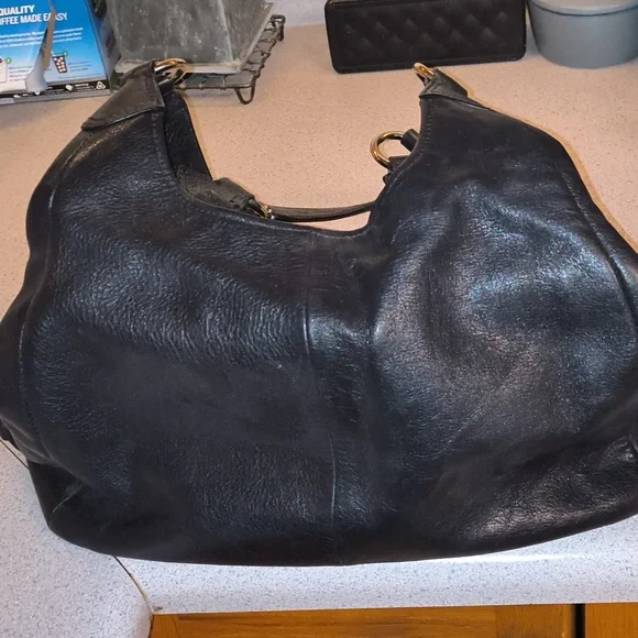 Coach Midsize Black Leather Tote Bag - Picture 4 of 16